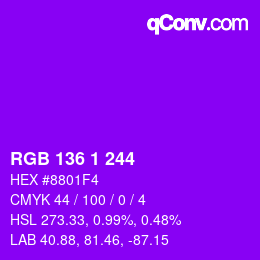 Color code: RGB 136 1 244 | qconv.com