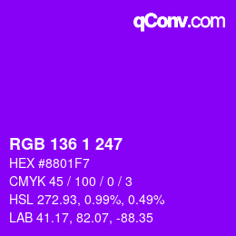 Color code: RGB 136 1 247 | qconv.com