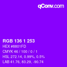 Código de color: RGB 136 1 253 | qconv.com