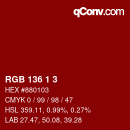 Code couleur: RGB 136 1 3 | qconv.com