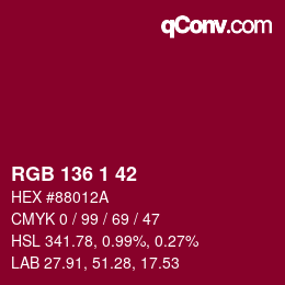 Color code: RGB 136 1 42 | qconv.com