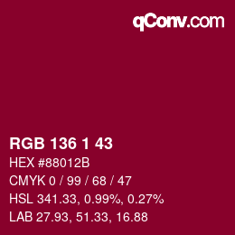 Color code: RGB 136 1 43 | qconv.com