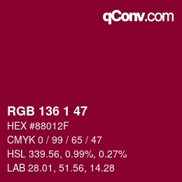 Farbcode: RGB 136 1 47 | qconv.com