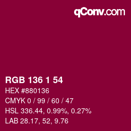 Color code: RGB 136 1 54 | qconv.com