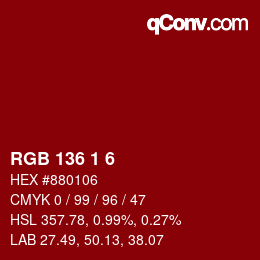 Farbcode: RGB 136 1 6 | qconv.com