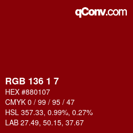 Farbcode: RGB 136 1 7 | qconv.com