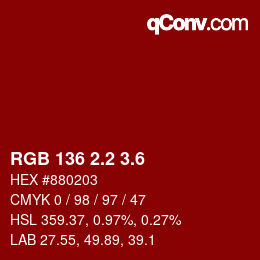 カラーコード: RGB 136 2.2 3.6 | qconv.com