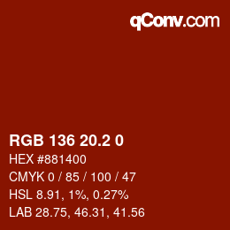 Color code: RGB 136 20.2 0 | qconv.com