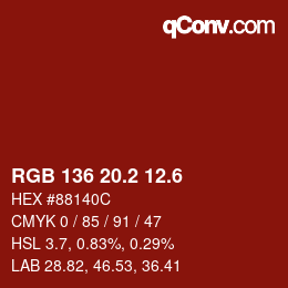 カラーコード: RGB 136 20.2 12.6 | qconv.com