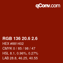 カラーコード: RGB 136 20.6 2.6 | qconv.com