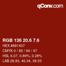 カラーコード: RGB 136 20.6 7.6 | qconv.com