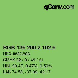 カラーコード: RGB 136 200.2 102.6 | qconv.com