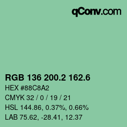 カラーコード: RGB 136 200.2 162.6 | qconv.com