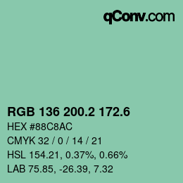 カラーコード: RGB 136 200.2 172.6 | qconv.com