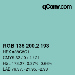 Color code: RGB 136 200.2 193 | qconv.com