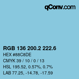 カラーコード: RGB 136 200.2 222.6 | qconv.com