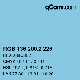 カラーコード: RGB 136 200.2 226 | qconv.com