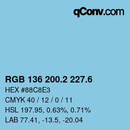 カラーコード: RGB 136 200.2 227.6 | qconv.com