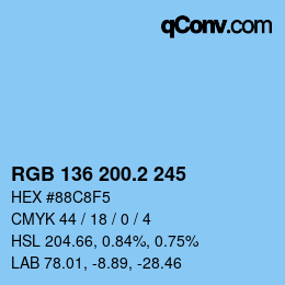 カラーコード: RGB 136 200.2 245 | qconv.com