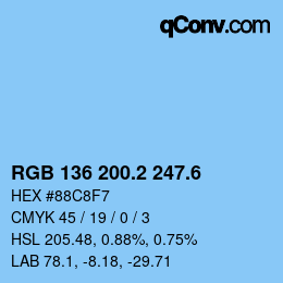 カラーコード: RGB 136 200.2 247.6 | qconv.com