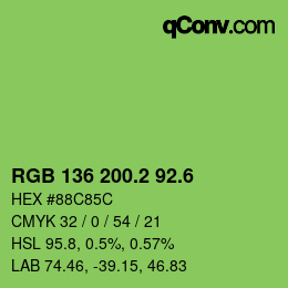 カラーコード: RGB 136 200.2 92.6 | qconv.com
