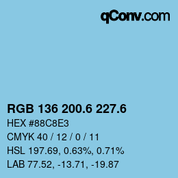 カラーコード: RGB 136 200.6 227.6 | qconv.com