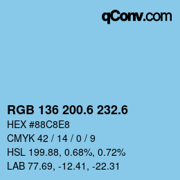 カラーコード: RGB 136 200.6 232.6 | qconv.com