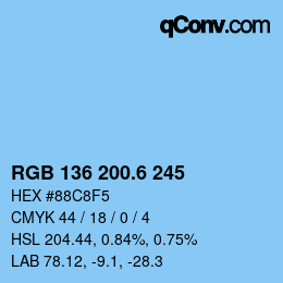 カラーコード: RGB 136 200.6 245 | qconv.com