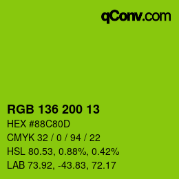 Color code: RGB 136 200 13 | qconv.com