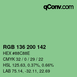 Color code: RGB 136 200 142 | qconv.com