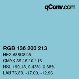 Color code: RGB 136 200 213 | qconv.com