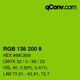 Color code: RGB 136 200 8 | qconv.com
