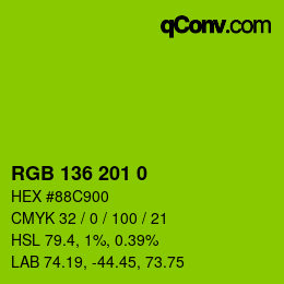 Farbcode: RGB 136 201 0 | qconv.com