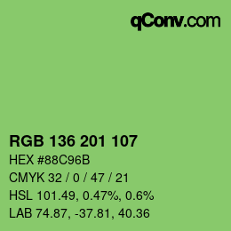 Color code: RGB 136 201 107 | qconv.com