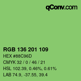Color code: RGB 136 201 109 | qconv.com
