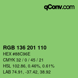 Color code: RGB 136 201 110 | qconv.com