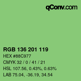 Color code: RGB 136 201 119 | qconv.com