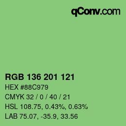 Color code: RGB 136 201 121 | qconv.com