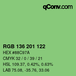 Color code: RGB 136 201 122 | qconv.com