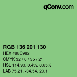Color code: RGB 136 201 130 | qconv.com