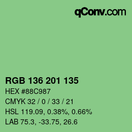 カラーコード: RGB 136 201 135 | qconv.com