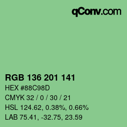 Color code: RGB 136 201 141 | qconv.com