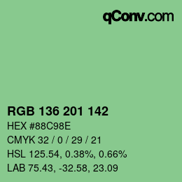 Color code: RGB 136 201 142 | qconv.com