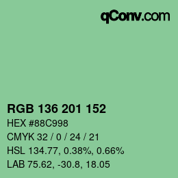Color code: RGB 136 201 152 | qconv.com