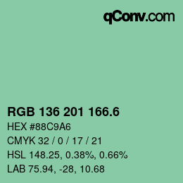 カラーコード: RGB 136 201 166.6 | qconv.com
