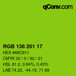 Color code: RGB 136 201 17 | qconv.com