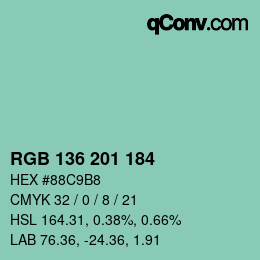 Color code: RGB 136 201 184 | qconv.com