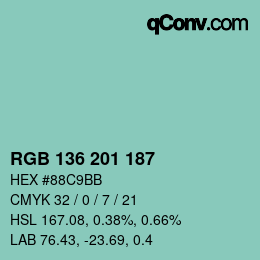 Color code: RGB 136 201 187 | qconv.com