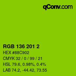 カラーコード: RGB 136 201 2 | qconv.com
