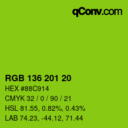 Color code: RGB 136 201 20 | qconv.com
